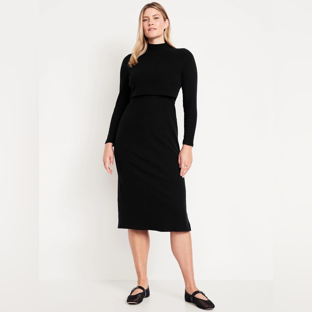 Old Navy Maternity Mock-Neck Nursing Midi Dress